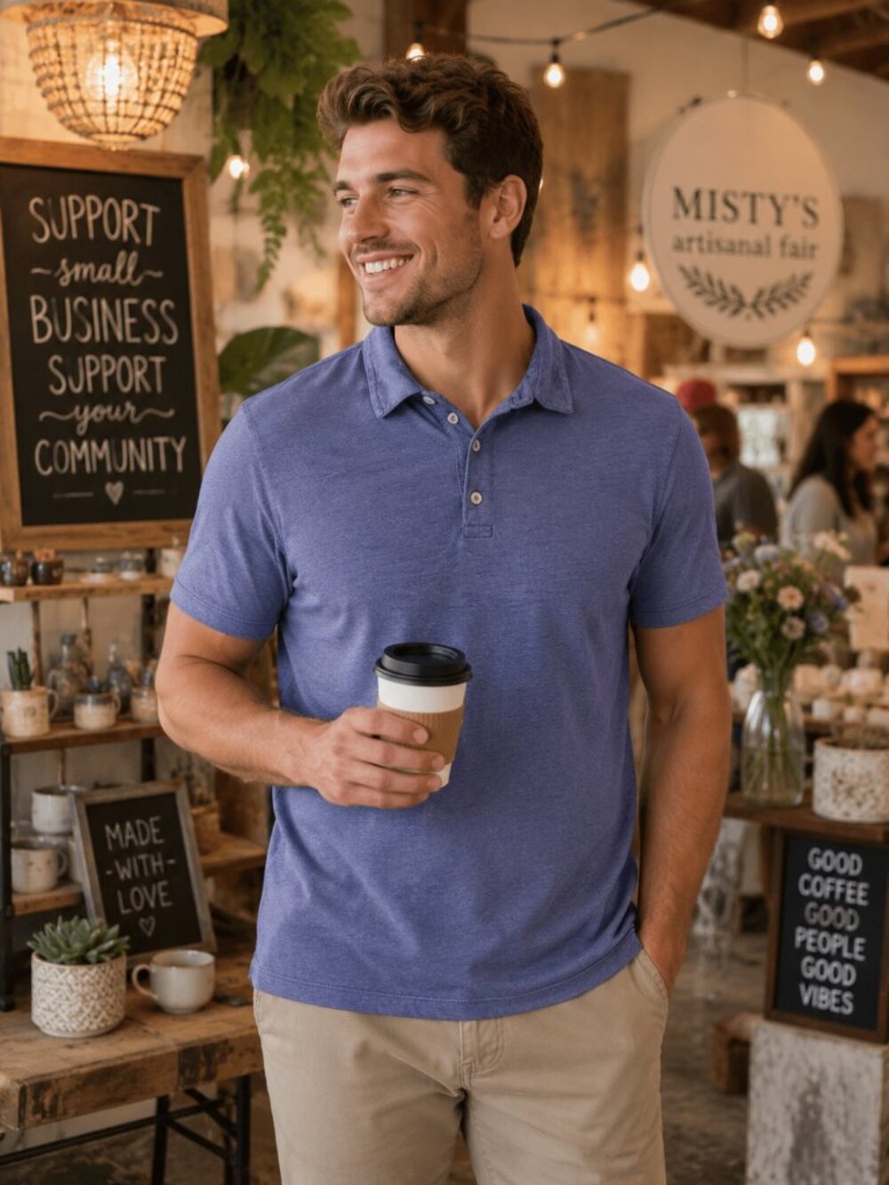 Structure Slim Fit Slate Blue Polo Men's Medium
